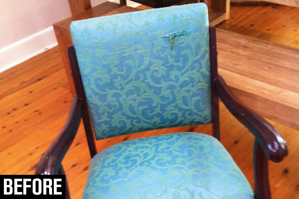 old blue chair before upcycling, Upcycling furniture, Handyman magazine, DIY, 